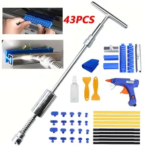 [2-in-1 Car Dent Repair Kit] 43pcs 2-in-1 Car Dent Repair Tool Kit with Adjustable Long Reach | Paintless Dent Removal for Cars, Includes Spacer & Glue Gun -  Comprehensive Car Dent Repair Kit(US Plug)