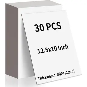 30 Sheets 10" x 12.5" White Chipboard with Grey Core, 80 PT (2mm) Thick Book Board for Book Covers, Scrapbooking, Photo Backing and Craft Projects