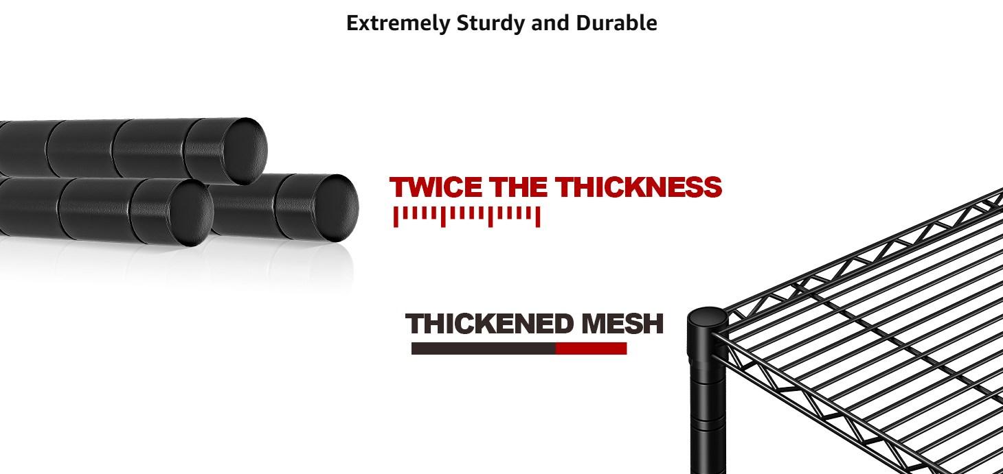 Raybee Shelf 5-Tier Adjustable Twin Shelves 1400 lbs Wire Shelving Unit for Storage Rack Heavy Duty Garage Metal Shelf Pantry Kitchen, Black/Chrome