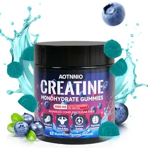 Creatine-Monohydrate Gummies Blueberry Flavor - 5000mg per 4 Tablets for Muscle Support & Energy Boost - Dietary Supplement for Fitness & Healthcare Vitamin Optimum Amino