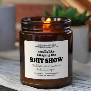 Smells Like Escaping the Shit Show Scented Soy Candle, Boss Leaving, Coworker Farewell Candle, Gift for Friend Leaving Job, Goodbye gifts
