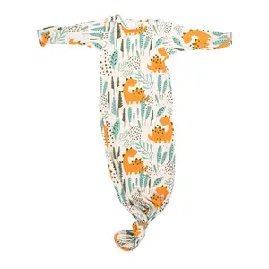Three Little Tots Dinosaur Knotted Newborn Baby Gown Sleeper - Perfect for Baby's First Night Sleep