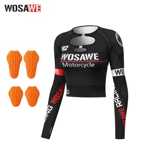 WOSAWE Womens Cropped Motorcycle Jacket with Elbow Pads Summer Motorbike Shirt Biker Riding Gear