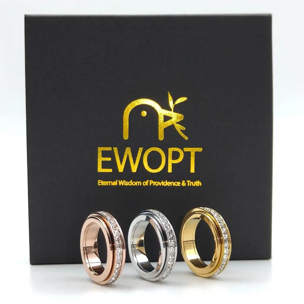 3-Pack Anxiety Spinner Rings Set – Titanium Steel CZ Fidget Bands | Stress-Relief Rings for Women & Men | Viral Black Friday & Christmas Gift Idea for Her, Him, Friends & Couples | Comfort Fit (Size 6–10)