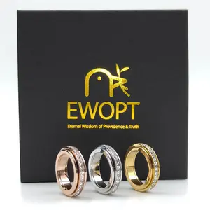 3-Pack Anxiety Spinner Rings Set – Titanium Steel CZ Fidget Bands | Stress-Relief Rings for Women & Men | Viral Black Friday & Christmas Gift Idea for Her, Him, Friends & Couples | Comfort Fit (Size 6–10)