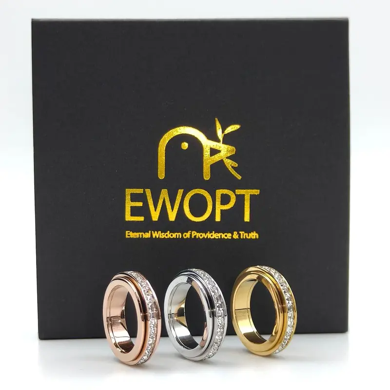 3-Pack Anxiety Spinner Rings Set – Titanium Steel CZ Fidget Bands | Stress-Relief Rings for Women & Men | Viral Black Friday & Christmas Gift Idea for Her, Him, Friends & Couples | Comfort Fit (Size 6–10)