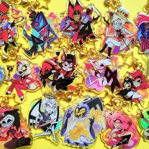 Hazbin Hotel Acrylic Epoxy Keychains Alastor Charlie Vaggie Angel Dust Husk Husker Lucifer Vox Valentino Sr.Pentius Niffty Adam
