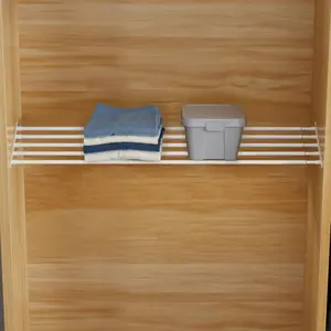 Expandable Wall-Mounted Closet Shelf Organizer, Adjustable Storage Rack, Heavy Duty (White, 46" - 56.5")