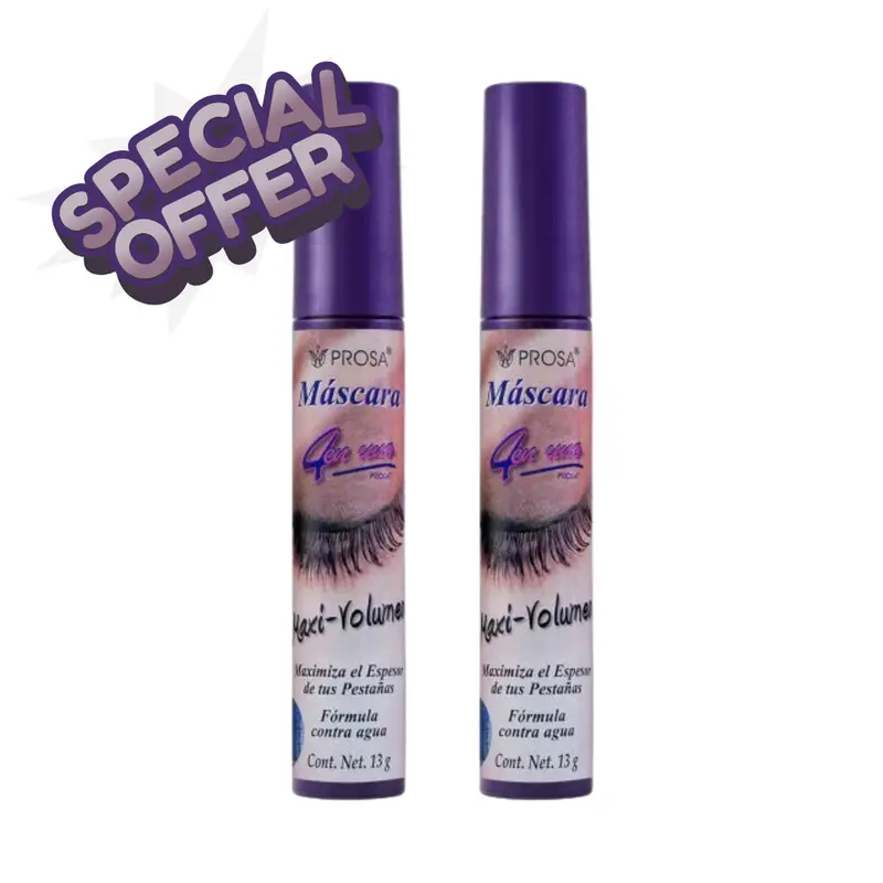 2 PACK - Prosa Mascara MAXI-VOLUME 11G - Long Lasting Makeup Cosmetic for Versatile Application Flawless