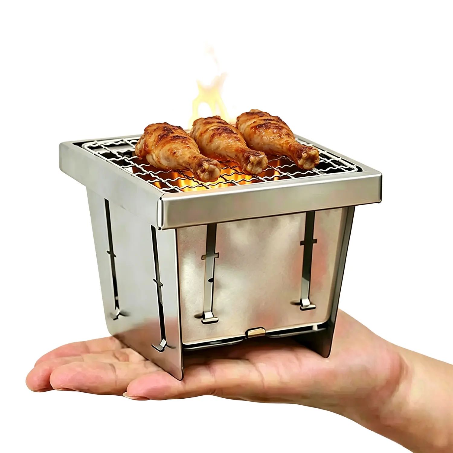 Tankye Portable Charcoal Pocket Grill - Fast-Heating Mini BBQ Stove with Barbecue Plate, Campfire & BBQ Party Essential for Outdoor Camping Kitchen