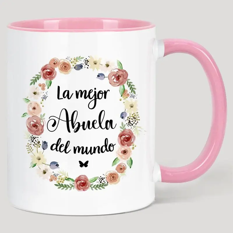Floral Pattern Coffee Mug, Flower Pattern Coffee Cup, Gift for Grandma, Abuela Gifts in Spanish, Best Grandma Ever Mug, Abuela Gifts from Grandchild, Ceramic Coffee Mug, Cute Mug, Tumbler
