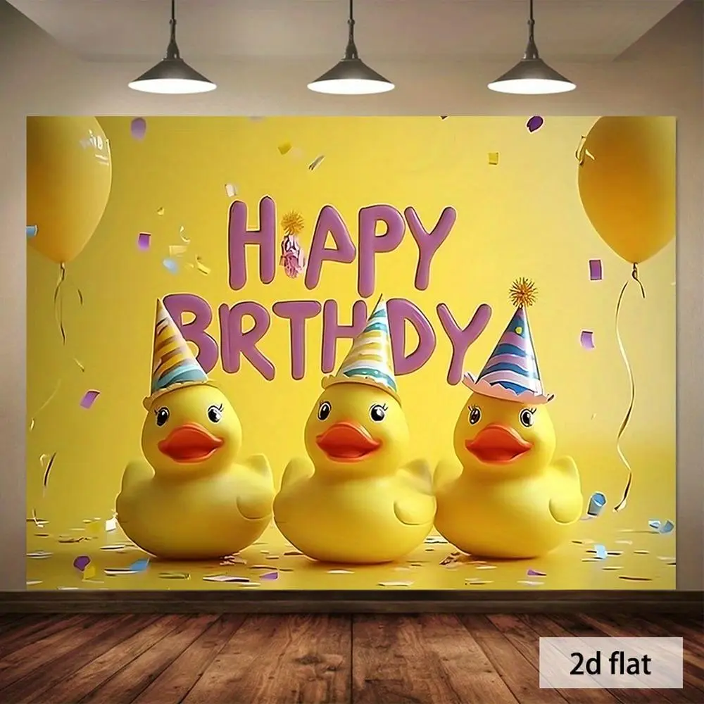 (Party Banner)1pc, 2D Flat Happy Duck And Confetti Designed Suitable for Wall Background Cloth Decoration in Living Rooms, Bedrooms, And Offices, As Well As Home Decoration, Room Decoration, And, Party Decorations, Festive Backdrop