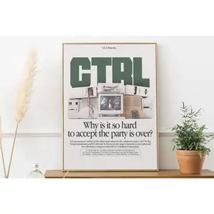 BridgeMusic CTRL Album Cover Poster No Framed, Trendy Wall Art, Song Lyrics, Room Decor