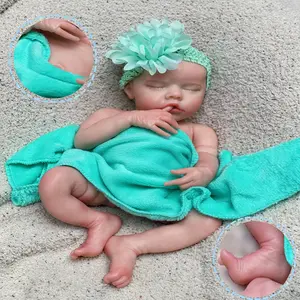 16.5 Inch Can Open Mouth Full Body Silicone Reborn Girl Doll Already Painted With Soft Touch Feeling Waterproof Handmade Lifelike Newborn Doll For Children's Gift