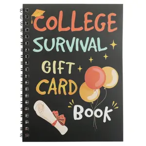 1Pc funny University Student Survival Gift Card Album - Spiral Bound Card Holder Notebook, Suitable For Graduation Gift, Designed With Diploma Certificate And Balloon Patterns, college gift