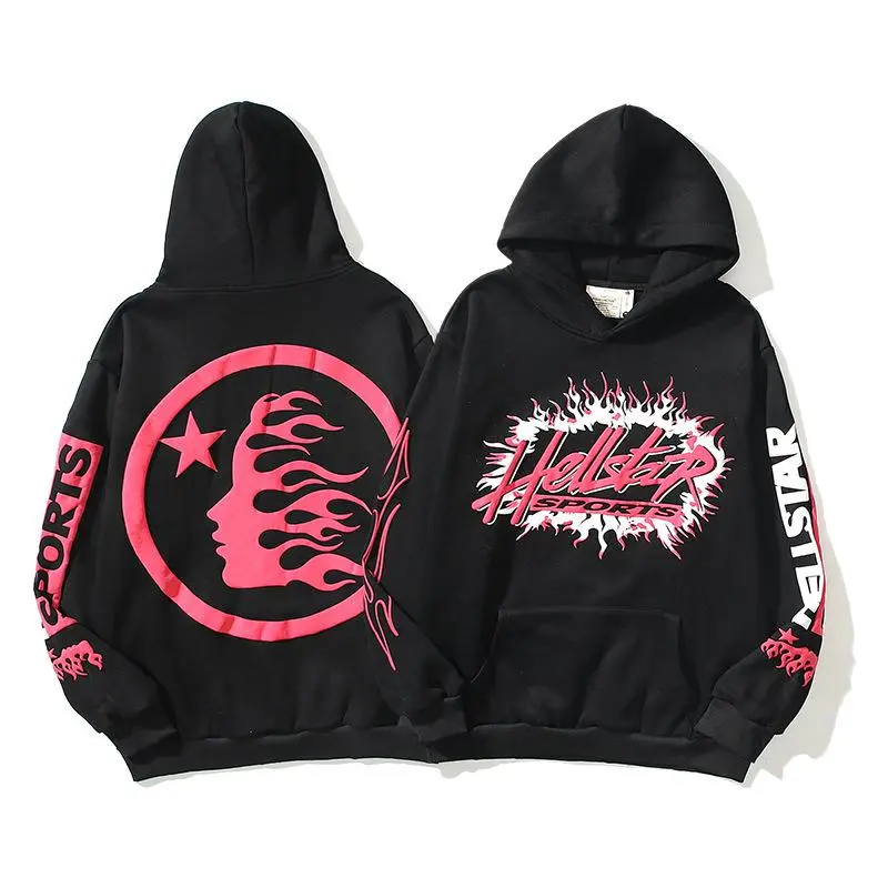 Retro Black Hellstar Fashion Hoodie 2025 – Unisex Oversized Graphic Hoodie, Lightweight Long Sleeve Streetwear Jacket, Casual Sportswear Top, Everyday Pullover-Inspired Zip Hoodie, S–5XL
