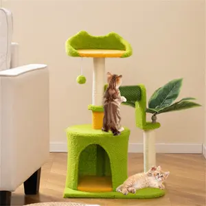 Cat Tree  - 22LBS Capacity, Palm Tree Design with Self-Groomer & Scratching Posts