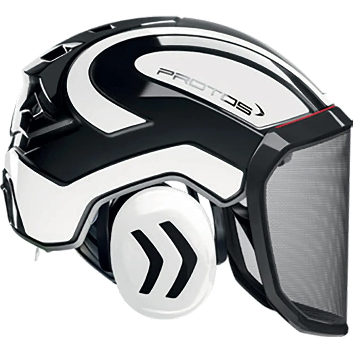 Protos Integral Arborist Helmet - White & Black, Ultra-Light Arborist Work Climbing Gear, Adjustable Vents, Chin Strap, All Seasons, Breathable, Cold Resistant, Side Impact & Crash-Proof, EN 12492 Certified, Includes Face Shield