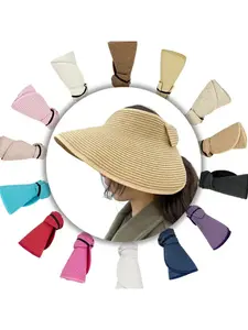 New Women Summer Visors Hat Foldable Sun Hat Wide Large Brim Beach Hats Straw Hat chapeau femme Beach UV Protection Cap