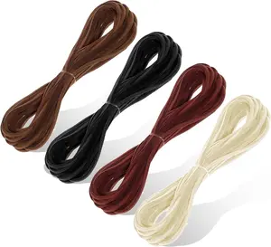 cobee 4 Pcs Leather Cord Leather Strings, 5.5 Yard Leather Shoe Laces Leather Necklace Cord, Flat Jewelry String Necklace String for Jewelry Making, Bracelet, Beading and DIY Crafts