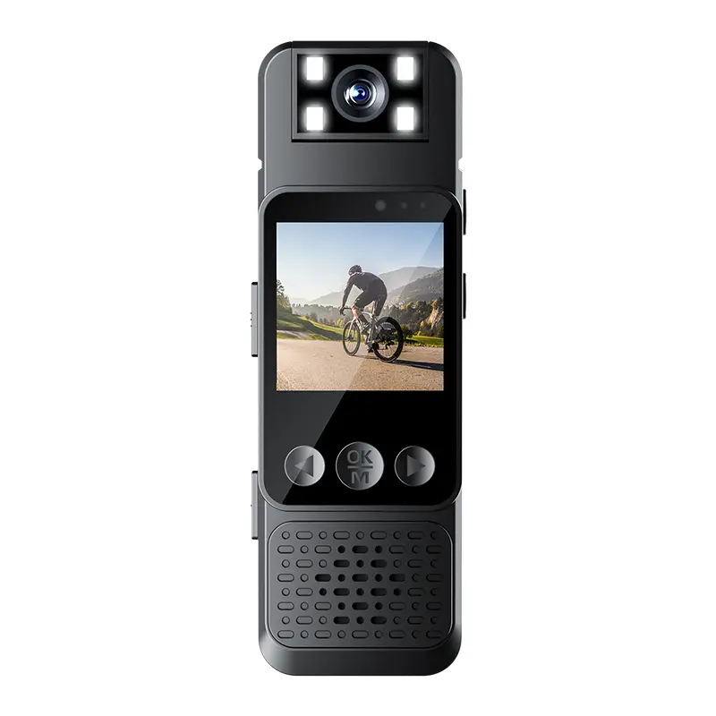 Portable Wearable Clip-On 1080P Mini Body Vlogging Camera with IR Night Vision, Built-In Fill Light, 16G TF Card, Audio/Video Recording, HD Recorder, Preview Screen, 180° Rotating Lens for Outdoor Use