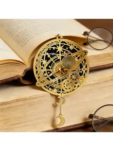 Golden Bookmark, Moon Star Universe Metal Bookmark, Metal Clip Bookmark, Decorative CraftPaper, DIY Journaling Supplies, Book Lovers Reading Gift