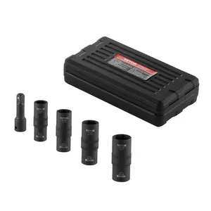 VEVOR 1/2-Inch Drive Flip Lug Nut Impact Socket Set, CR-MO Steel 6-Point Metric & SAE Socket Set with 4 Sizes, Corrosion-Resistant, Includes Storage Case & Extension Bar, for Auto Repair, Four Sizes