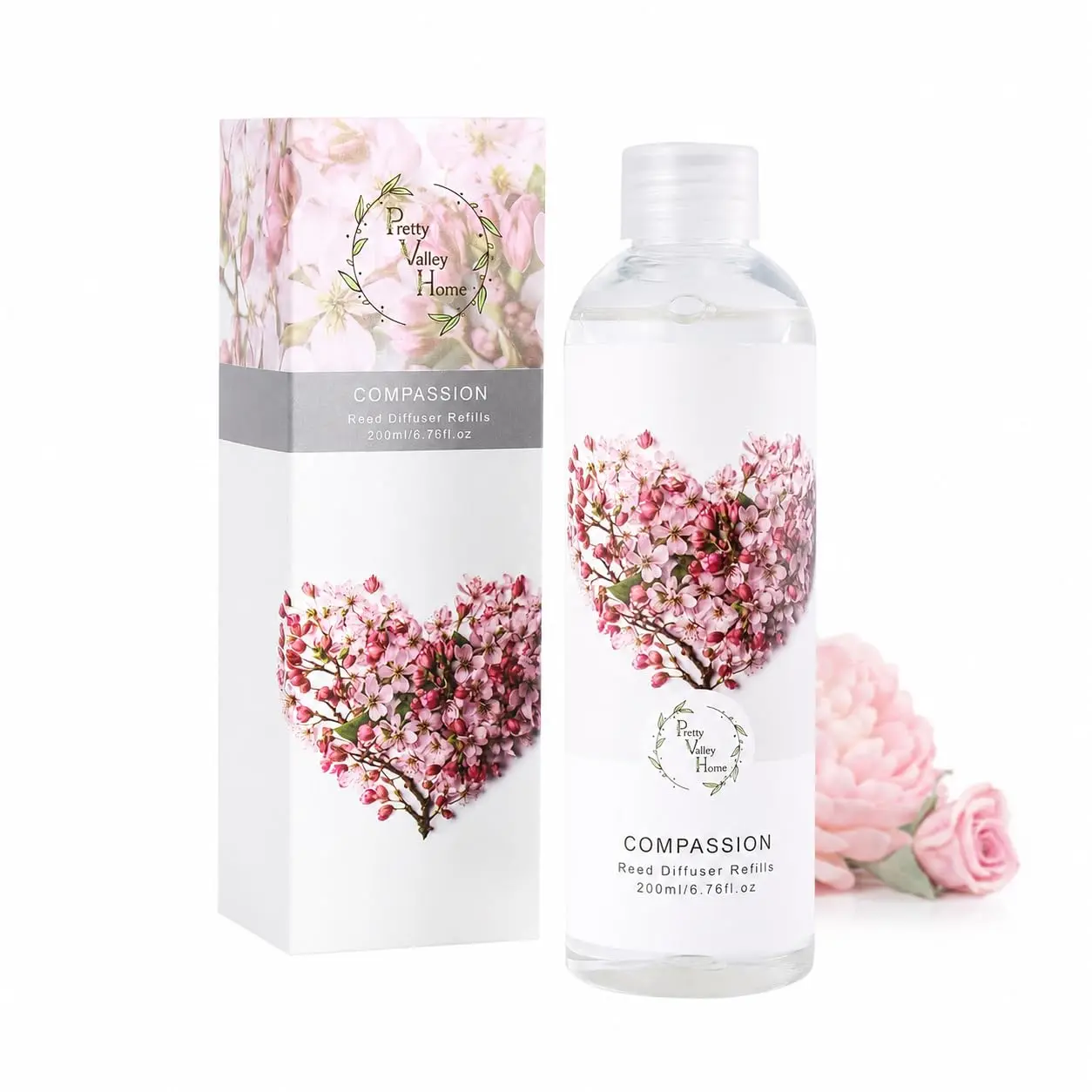 Reed Diffuser Refill, Peony & Rose Scented Oil 6.76 fl.oz / 200ml, Home Fragrance for Bedroom, Bathroom, Office Decor