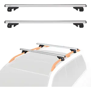 52-Inch Cross Rail Car Roof Racks 2-Pack, Basics Locking Bars with Steel Clamp, Rubber Grips & Wind Reduction, Fits 46-Inch Raised Side Rail Gaps, Black/Silver, Ideal for Luggage Carry