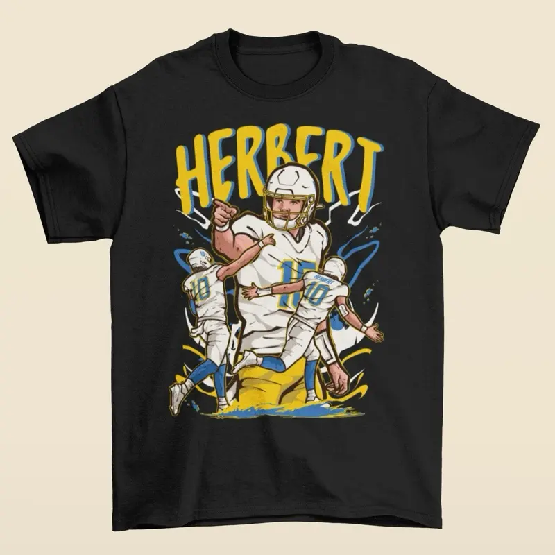 Justin Herbert Cartoon Style Los Angeles Football T-Shirt