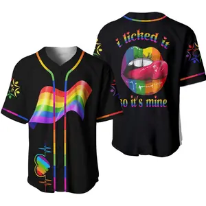 Custom LGBT Pride Rainbow Baseball Jersey Shirt, Rainbow Pride Shirt, Rainbow Lips Jersey Shirt, Lgbt Jersey Shirt, Lgbt Pride Jersey Shirt