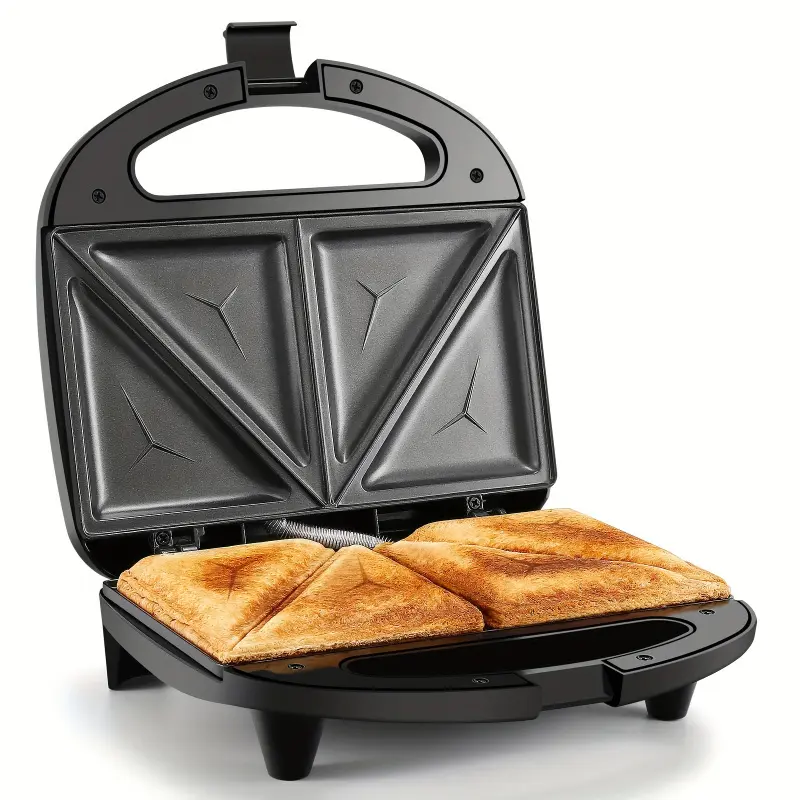 [Non-Stick Sandwich Maker] Non-Stick Multifunctional Sandwich Maker & Panini Press - Easy To Use And Clean, With LED Indicator Lights And Cool-Touch Handle, Black