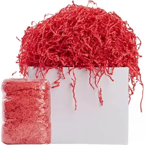 2.2LBS Crinkle Cut Paper Shred Filler Shredded Paper for Gift Bag Box Basket Packing Cushion for Christmas Wedding Birthday Bridesmaid Engagement Red