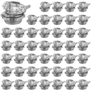50 Pack 1/2 inch Clamp Type Cable Connectors, Zinc Alloy Wire Clamps for NM Cables, Electric Wires, Metallic Conduit, Electrical Box, Silver