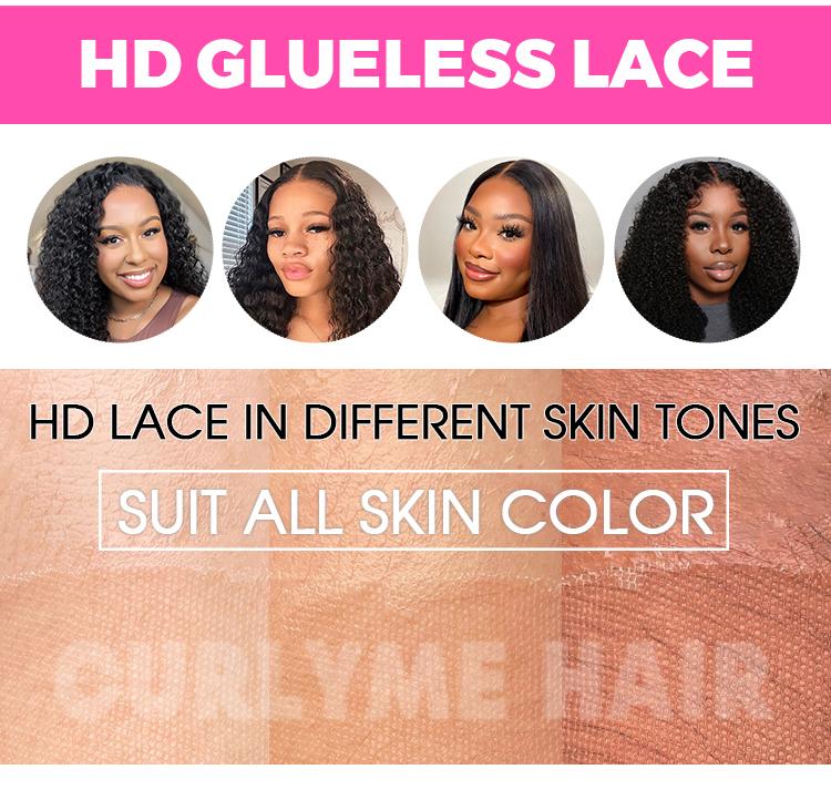 CurlyMe Wear Go Yaki Straight 9x6 Pre-max HD Lace Mini Knots Hair HD Lace Front Glueless Wigs - Natrual Black