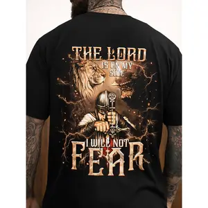 Plus Size Men'S Christian Faith T-shirt | Y2K Street Style, God'S Choice Print, Suitable for Church, Casual Wear, and Christian Gifts - Machine Washable Crew Neck Short Sleeve, Faith-Based Fashion, Hip Hop Street Style, Men'S Gift Idea