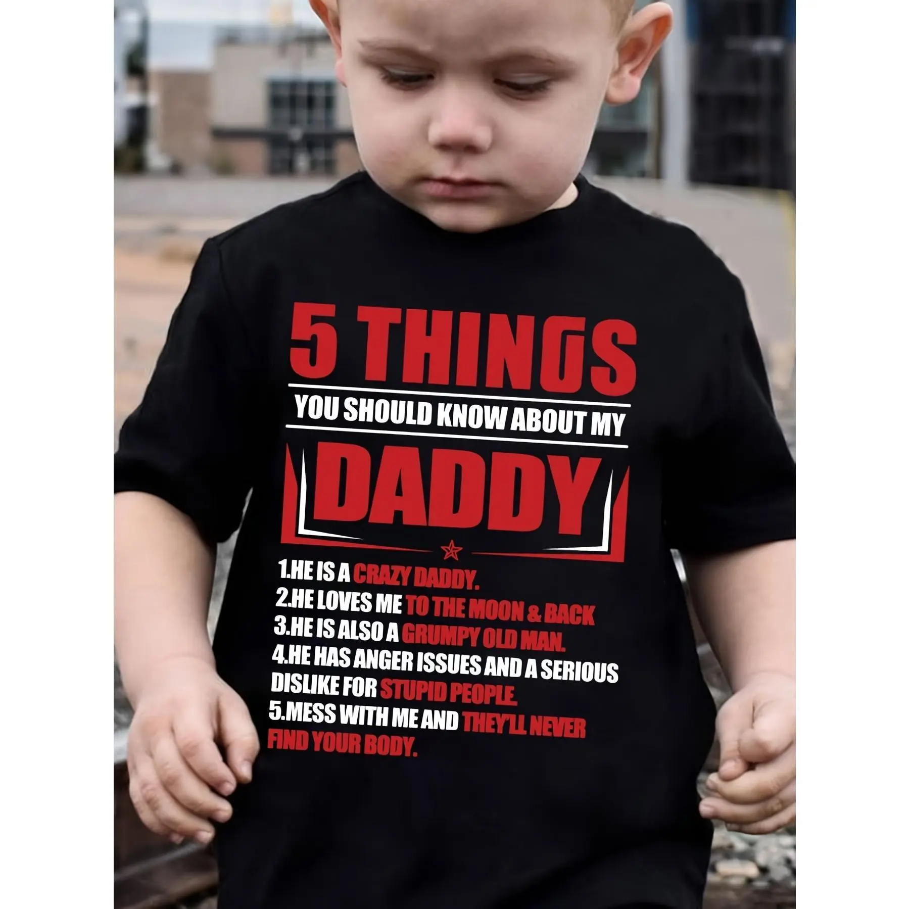 [Comfy Tee] Cool Comfy Boy's Summer Casual Short Sleeve T-Shirt | '5 THINGS YOU SHOULD KNOW ABOUT MY DADDY...' Print Versatile Tee Gift