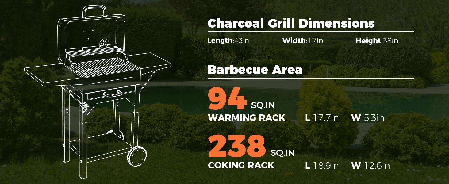 MASTER COOK Charcoal Grill with Two Side Tables 332 SQIN Cooking Area Outdoor Smoker Barbecue BBQ Grill for Camping Patio Backyard Party Picnic Black MASTER COOK Charcoal Grill with Two Side Tables 332 SQIN Cooking Area Outdoor Smoker Barbecue BBQ Grill for Camping Patio Backyard Party Picnic Black