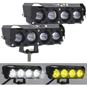 LED Yellow/White Motorcycle Driving Fog Lights 2Pcs 5Inch Offroad Driving Lights Pod Light Work Auxiliary Lights fit for Motorcycle Truck Vehicle ATV SUV UTV 4WD Boat Tractor