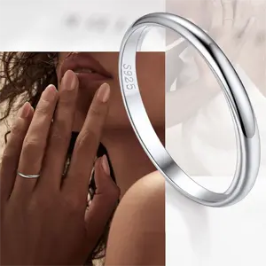 ChicSilver Daily Simple Plain High Polished Unisex 925 Sterling Silver Wedding Band Rings for Women Men