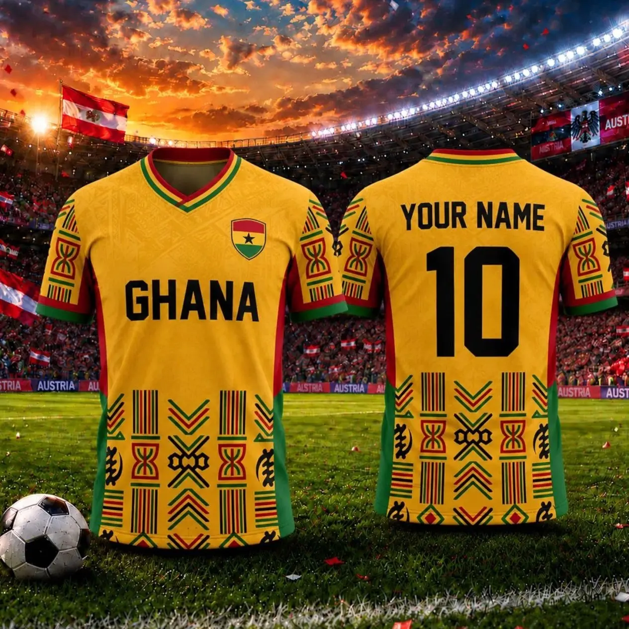 Ghana Soccer Jersey Custom Name Number, Ghana Football Shirt, Personalized Fan Jersey, African Football Gift for Fans