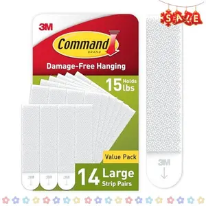 Command Large Picture Hanging Strips, White, Holds up to 16 lbs, 14-Pairs, Easy to Open Packaging