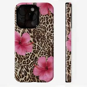 Leopard Floral Pattern Phone Case, Shockproof Rugged Cover Dual Layer Soft TPU Hard Bumper Hard Shell Design for iPhone 11 12 13 14 15 16 Pro Max Plus
