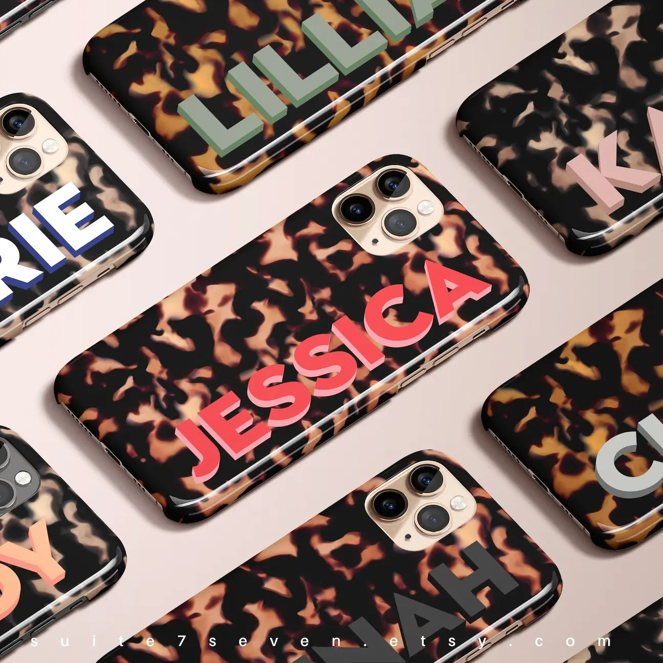 Tortoise Shell Personalized Case,  Monogram Tortoise Phone Case, phone 15 Case phone 15 Pro Case  phone 12 Case phone 14 Case