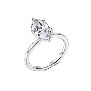 GEMSME 2CT Marquise Cut Solitaire Cubic Zirconia Classic Wedding Engagement Band Promise Eternity Ring for Women R-0045