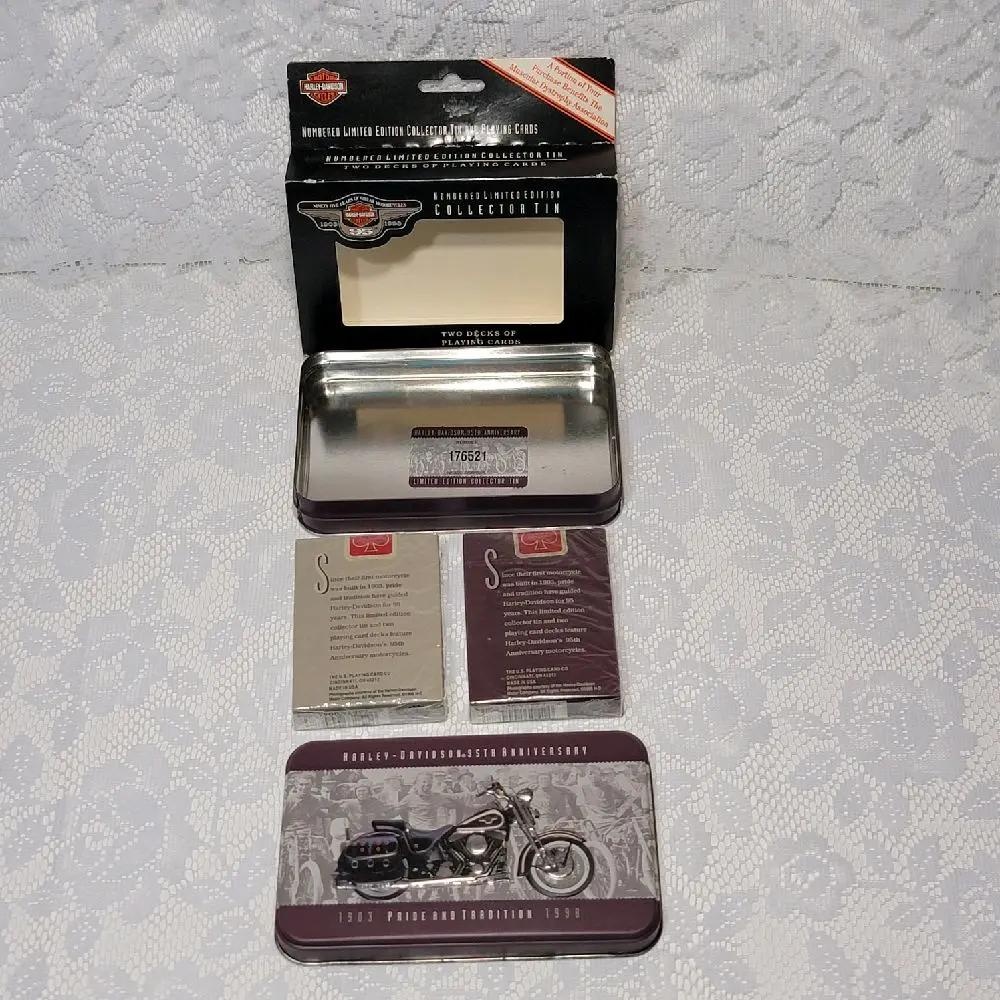 Harley-Davidson Numbered Limited Edition Collector Tin 2 Decks Playing Cards Set with Collectible Motorcycle Design