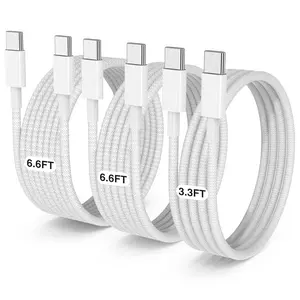 3-Pack 60W USB C to USB C Cable, Type C Fast Charging Cable for iPhone Air 17 16e 16 15 Pro Plus Pro Max，for Galaxy S25, for iPad Pro/Air/mini, for MacBook Pro/Air and More