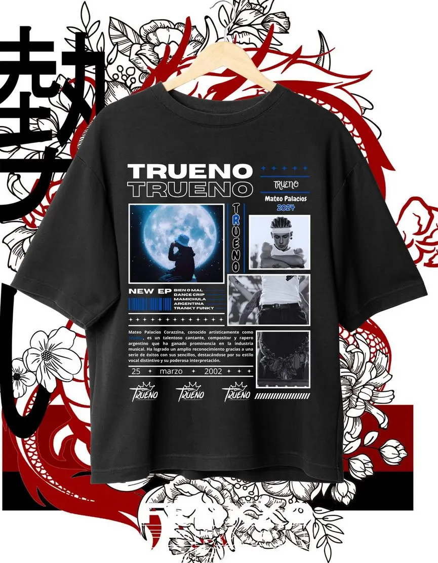 Trueno Hip-Hop T-shirt Design, Retro Digital Shirt, REAL GANGSTA LOVE,Instant download and ready to print Shirt Sleeve Cotton T-Shirt Unisex Graphic Cotton Tees