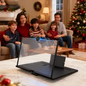 10 Inches Mobile Screen Magnifier 3D HD Creative Pull-Out Stretchable Screen Magnifying Glass Phone Stand Adjustable Cellphone Holder