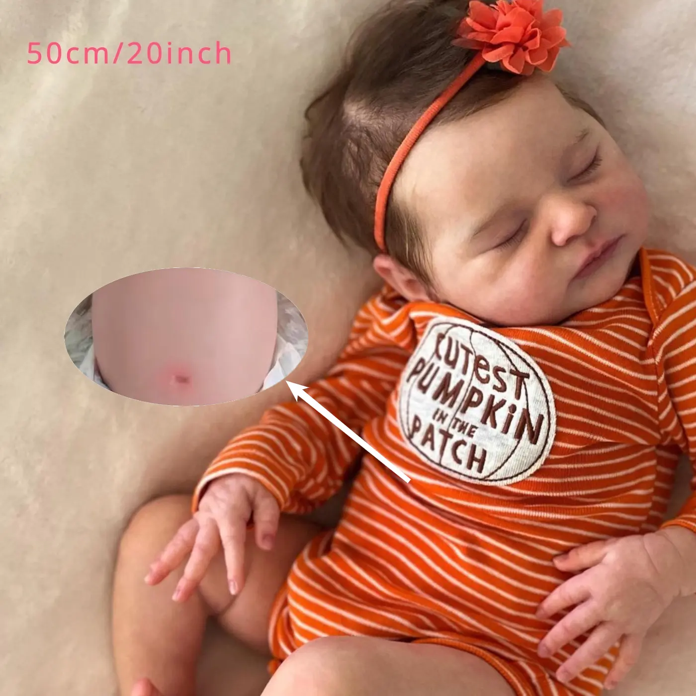 GUESSBELLY 50cm Lifelike 20inch Full Body Soft Vinyl Asleep Reborn Art Baby Doll Toy With 3D Skin Visible Veins for Kid Gift(Some Parts Random, Including Pacifier, Bottle, Hair accessories And Clothes Set)